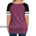 CARCOS Plus Size Summer Tops for Women Striped Raglan Tshirt Short Sleeve Tunics XL-5XL