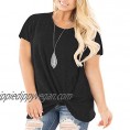 DOLNINE Women's Plus Size Knotted Tops Short Sleeve Tees Casual Tunics Blouses