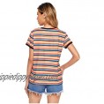 SheIn Women's Striped Ringer Round Neck Short Sleeve T-Shirt Casual Tops