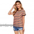 SheIn Women's Striped Ringer Round Neck Short Sleeve T-Shirt Casual Tops