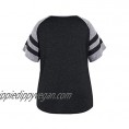 Yskkt Womens V Neck Raglan Short Sleeve T Shirt Plus Size Striped Loose Casual Baseball Tunic Tops