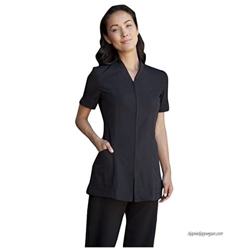 Averill's Sharper Uniforms Ladies Pravia Zipper Front with Piping Spa Tunic Short Sleeve