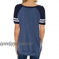 Dokotoo Womens Color Block Contrast Short Sleeve T-Shirt Casual Loose Tunic Top