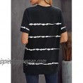 Ecrocoo Womens Striped Color Block Short Sleeve Causal Blouses T Shirts Tops