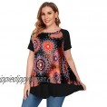 LARACE Leopard Tops For Women Plus Size Tunic Casual Summer Shirts Color Block Short Sleeve T-shirt