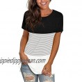 NSQTBA Casual Striped T Shirts for Women Loose Fit Summer Tops