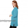 Woman Within Women's Plus Size Perfect Three-Quarter-Sleeve Scoop-Neck Tunic