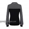 Women's Tie-Bow Neck Striped Blouse Long Sleeve Shirt Office Work Splicing Blouse Shirts Tops