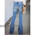 Astylish Women's Ripped Destroyed Flare Mid Rise Button Bell Bottom Jeans Denim Pants