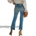 LONGBIDA Ripped Jeans for Women High Waisted Straight Leg Ankle Jeans with Frayed Hem