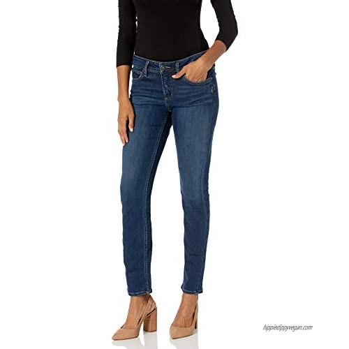 Silver Jeans Co. Women's Elyse Curvy Fit Mid Rise Straight Leg Jean