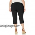 SLIM-SATION Women's Plus Size Wide Band Pull On Straight Leg Capri with Tummy Control
