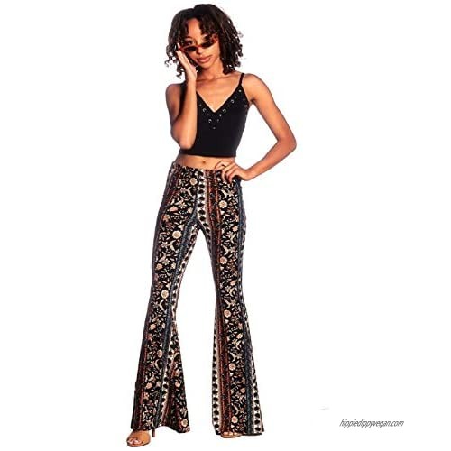 SWEETKIE Boho Flare Pants  Elastic Waist  Wide Leg Pants for Women  Solid & Printed  Stretchy and Soft