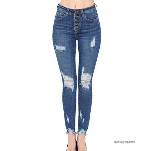 Wax Jean Women's 'Butt I Love You' High Rise Push Up Jeans - Vintage-Inspired Exposed Button Skinny Denim