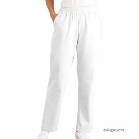 AmeriMark Women's Woven Pull-On Comfort Fit Pants Straight Leg with Side Pocket