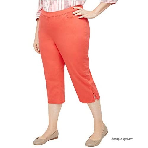Catherines Women's Plus Size Essential Flat Front Twill Capri with Side Inset