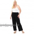 LEEBE Women's Pull On ITY Knit Straight Wide Leg Pant (Small-5X)