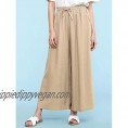 Lock and Love Women's Washed Linen Casual Loose Wide Leg Pants Pocket Pant with Draw String