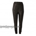 nqgsntc Women Casual Sequin Sparkle Glitter High Waist Pencil Pants Trousers Clubwear