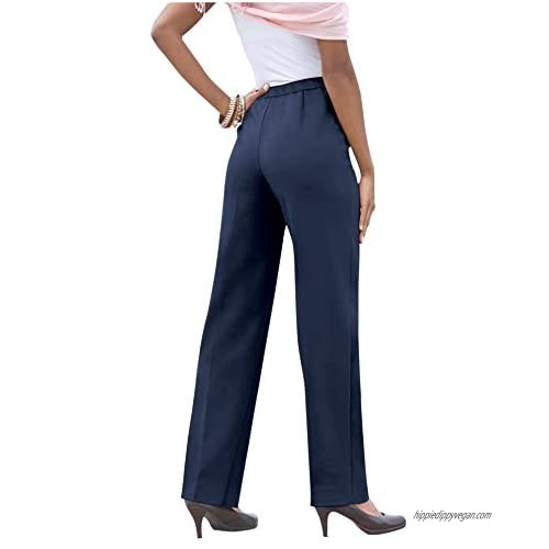 Roamans Women's Plus Size Petite Classic Bend Over Pant Pull On Slacks
